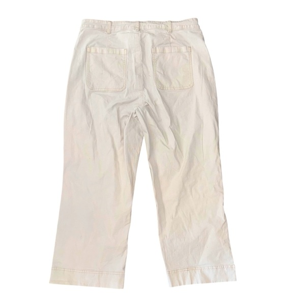 Old Navy Size 14 Cream High Waist Wide Leg Cotton/Spandex Cropped Pants - Picture 4 of 7